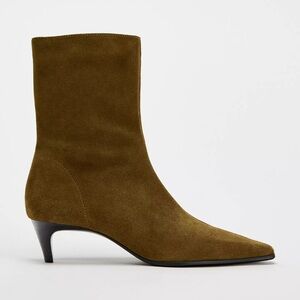 Olive green Suede Ankle Boots